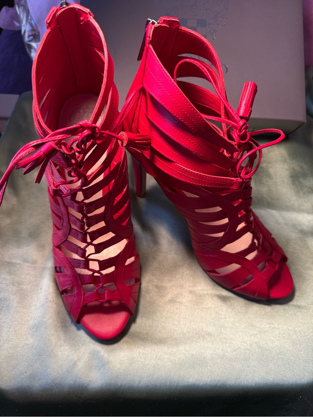 Vince Camuto Red Lace-Up Sandals